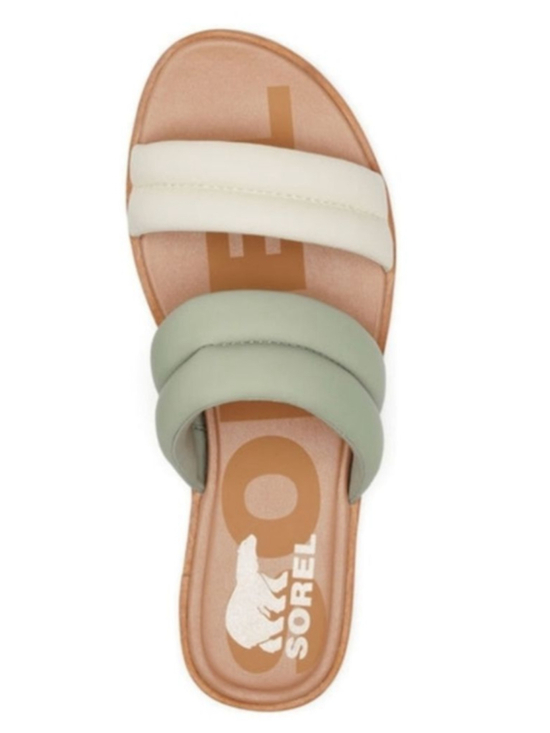 Sorel Shoes - Sorel Ella II Puff Slides Size 8 Sage Green Ivory Padded Sandals